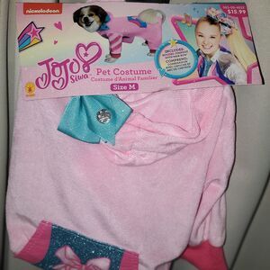 Nickelodeon Jojo Siwa Pet Dog Costume Size M Hooded Jumpsuit Pink
